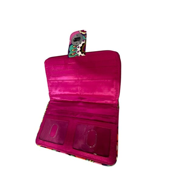 Vera Bradley Women's Cotton RFID Turnlock Wallet - Pink Swirls - Picture 9 of 12